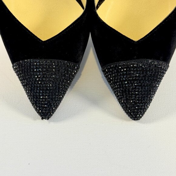Sarah Flint Suede Perfect Pump 85mm with Crystal Toe and Heel Detail - Picture 10 of 15